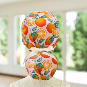Oranges~ Ponytail Scrub Cap, Surgical Hat, OR, CNA, Cap, CRNA, Scrub Cap, gift.